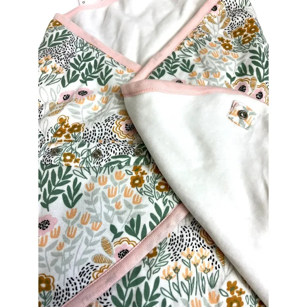 Nordstrom COTTON WRAP BABY BUNTING | NWT | White Pink Wildflowers Print - Picture 6 of 11